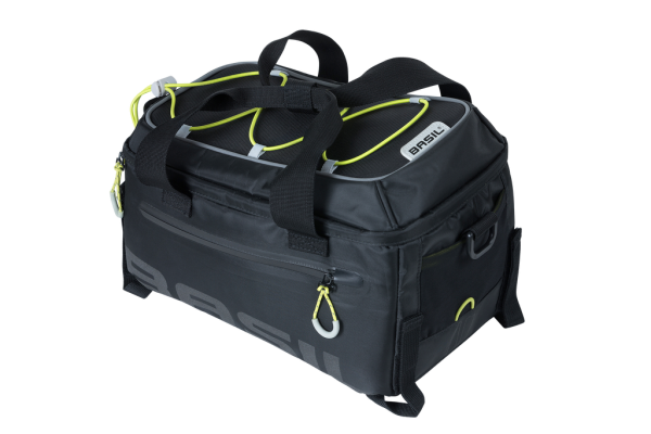 Basil Gepäckträgertasche Miles | black lime, 32x20x20,5cm, 7ltr, wasserd.