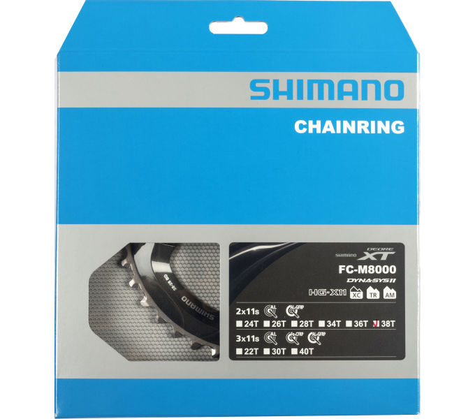Shimano Kettenblätter DEORE XT FC-M8000 2-fach 38 Zähne (BD) für 38-28 Zähne