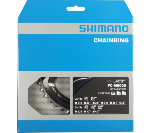 Shimano Kettenblätter DEORE XT FC-M8000 2-fach 38 Zähne (BD) für 38-28 Zähne
